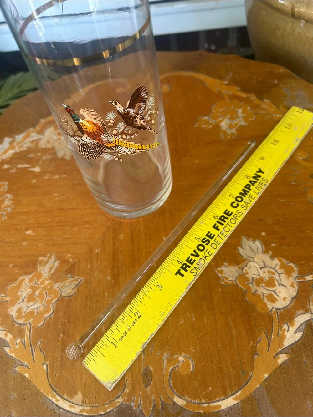 Vintage Cocktail Pitcher with Pheasant Motif